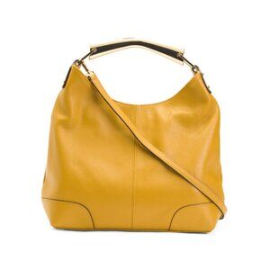 CHEVAL Senape Made In Italy Leather Hobo With Resin Handle